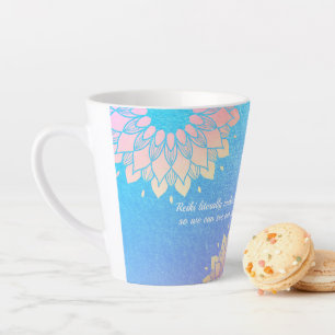 Yoga Meditation Instructor Blue Gold Mandala Quote Latte Mug