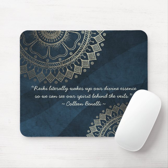 Yoga Meditation Instructor Blue Gold Mandala Quote Mouse Mat (With Mouse)
