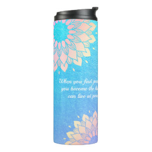 Yoga Meditation Instructor Blue Gold Mandala Quote Thermal Tumbler