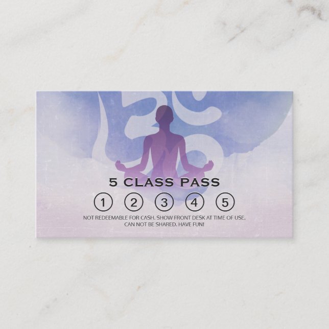 Yoga Meditation Instructor Class Pass Loyalty Card (Front)