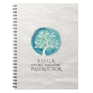 YOGA Meditation Instructor Elegant Watercolor Tree Notebook