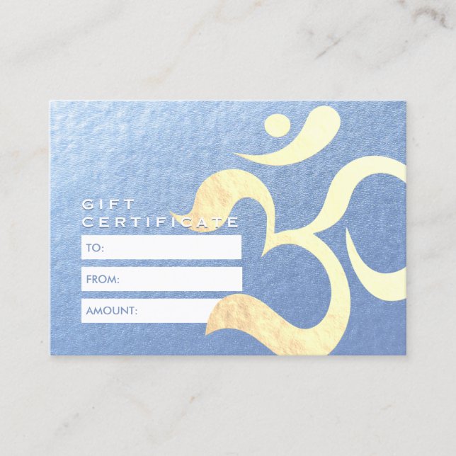 Yoga Meditation Instructor Gift Certificate OM (Front)