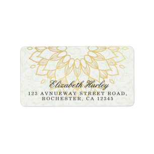 Yoga Meditation Instructor Gold Mandala Flowers Label