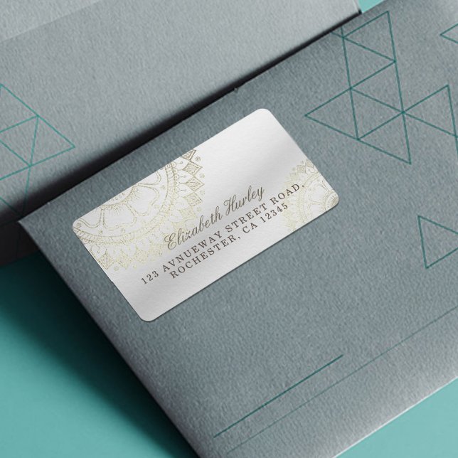 Yoga Meditation Instructor Gold Mandala Flowers Label (Creator Uploaded)