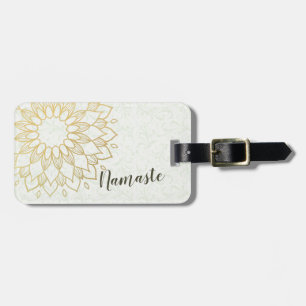 Yoga Meditation Instructor Gold Mandala Flowers Luggage Tag