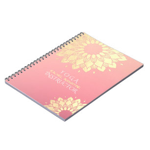 Yoga Meditation Instructor Gold Mandala Flowers Notebook