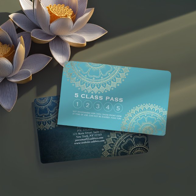 Yoga Meditation Instructor Gold Mandala Loyalty Card (Creator Uploaded)