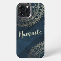 Yoga Meditation Instructor Gold Mandala Navy Blue