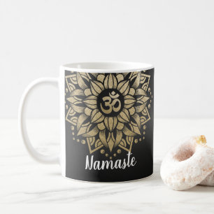 Yoga Meditation Instructor Gold Mandala Om Symbol Coffee Mug