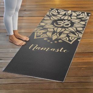 Yoga Meditation Instructor Gold Mandala Om Symbol Yoga Mat