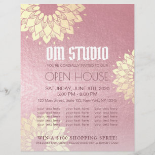 Yoga Meditation Instructor Gold Mandala Open House Flyer