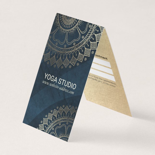 Yoga Meditation Instructor Gold Mandala Price List Business Card (Front)