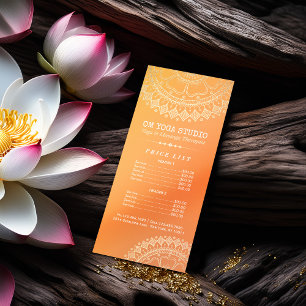 Yoga Meditation Instructor Gold Mandala Price List Rack Card