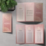 Yoga Meditation Instructor Gold Mandala Tri-Fold<br><div class="desc">Yoga Fitness Studio / Meditation Instructor / Personal Trainer / Life Coach / Healer / Reiki Master / Massage Therapy Tri-Fold Brochures Template - 
Modern Chic Faux Gold Foil Floral Mandala Symbols on Pink Gold Foil Background.</div>
