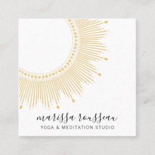 Yoga Meditation Instructor Gold Sun Mandala Square Business Card