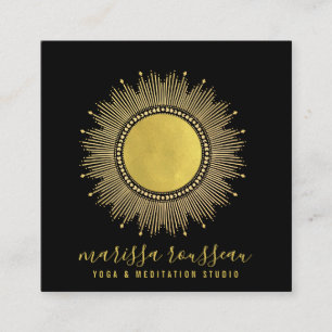 Yoga Meditation Instructor Gold Sun Mandala Square Square Business Card