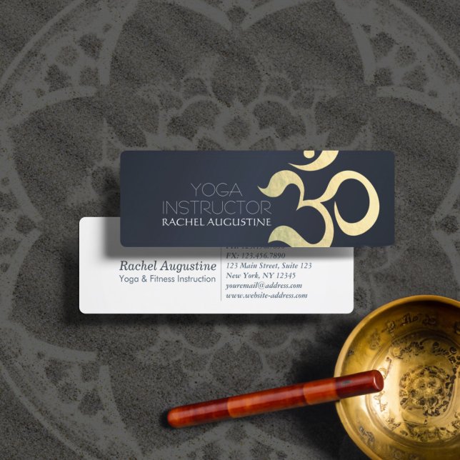 Yoga Meditation Instructor Life Coach OM Symbol Mini Business Card (Creator Uploaded)
