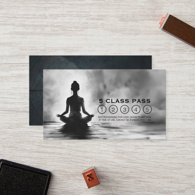 Yoga Meditation Instructor Lotus Pose 5 Class Pass Loyalty Card (Front/Back In Situ)