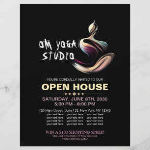 Yoga Meditation Instructor Lotus Pose Brush Stroke Flyer