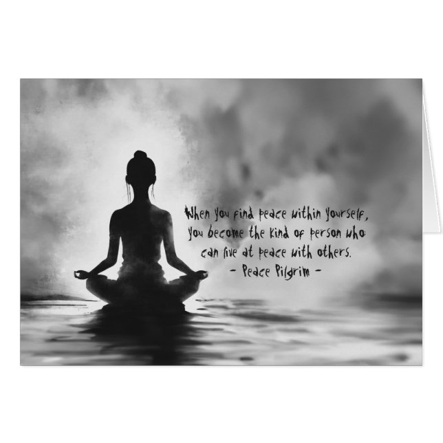 Yoga Meditation Instructor Lotus Pose Ink Painting (Front Horizontal)