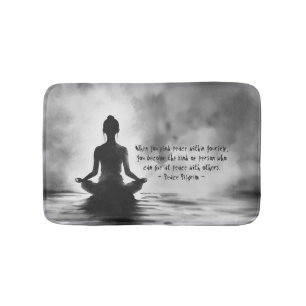 Yoga Meditation Instructor Lotus Pose Ink Painting Bath Mat
