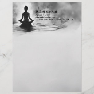 Yoga Meditation Instructor Lotus Pose Ink Painting Custom Letterhead