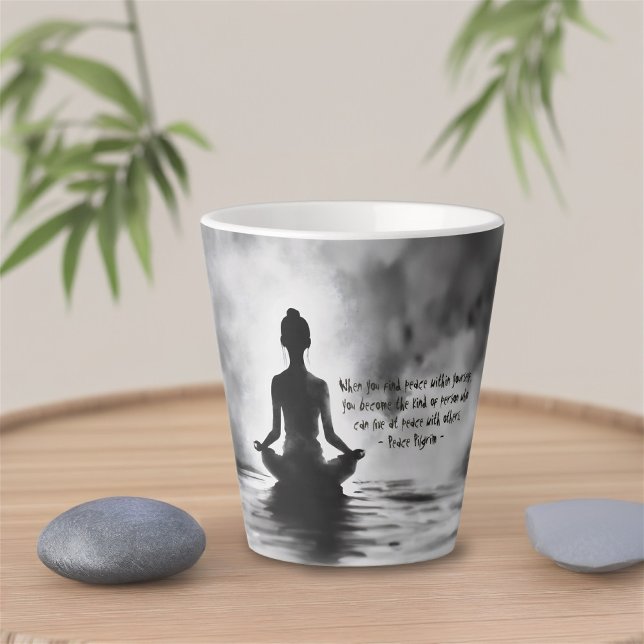 Yoga Meditation Instructor Lotus Pose Ink Painting Latte Mug (Creator Uploaded)