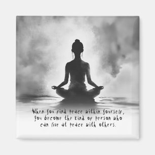 Yoga Meditation Instructor Lotus Pose Ink Painting Magnet