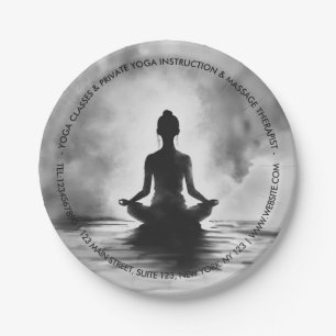 Yoga Meditation Instructor Lotus Pose Ink Painting Paper Plate