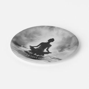Yoga Meditation Instructor Lotus Pose Ink Painting Paper Plate
