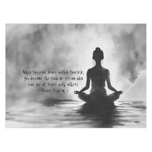 Yoga Meditation Instructor Lotus Pose Ink Painting Tablecloth