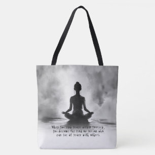 Yoga Meditation Instructor Lotus Pose Ink Painting Tote Bag