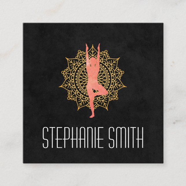 Yoga Meditation Instructor | Mandala Square Business Card (Front)