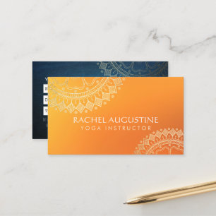 Yoga Meditation Instructor Orange Gold Mandala Appointment Card