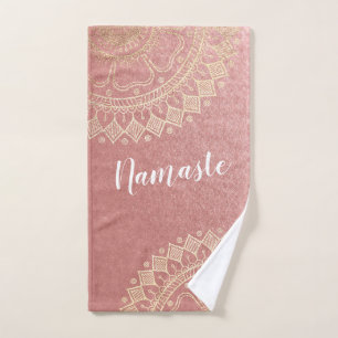 Yoga Meditation Instructor Pink Gold Mandala Quote Bath Towel Set