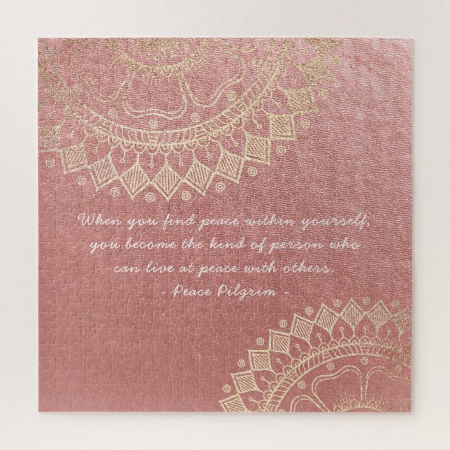Yoga Meditation Instructor Pink Gold Mandala Quote Jigsaw Puzzle (Vertical)