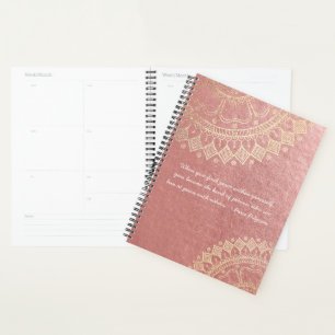 Yoga Meditation Instructor Pink Gold Mandala Quote Planner