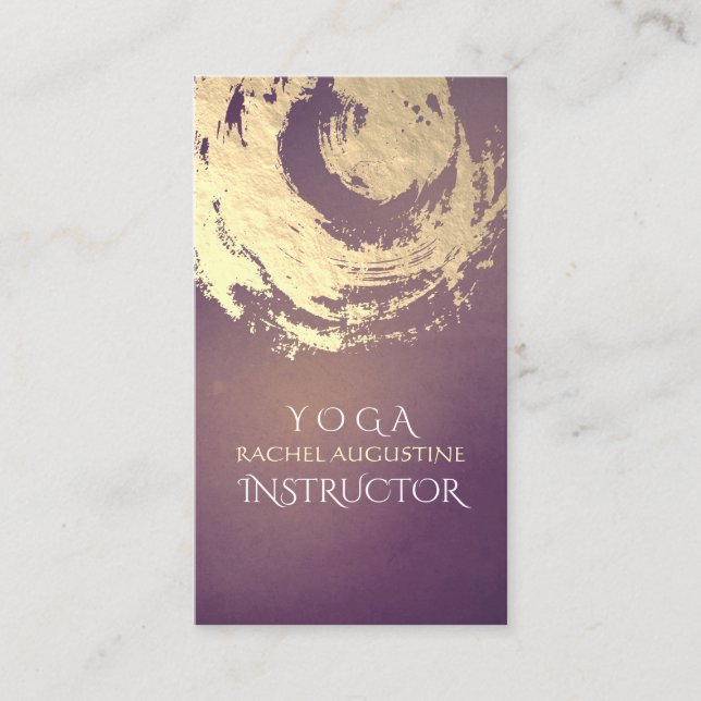 Yoga Meditation Instructor Purple Gold ZEN Symbol Business Card (Front)