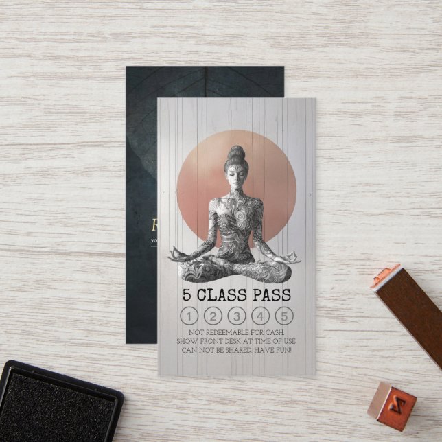 Yoga Meditation Instructor Reiki Master Class Pass Loyalty Card (Front/Back In Situ)
