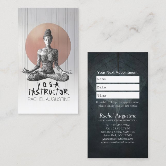Yoga Meditation Instructor Reiki Master Lotus Pose Appointment Card (Front/Back)