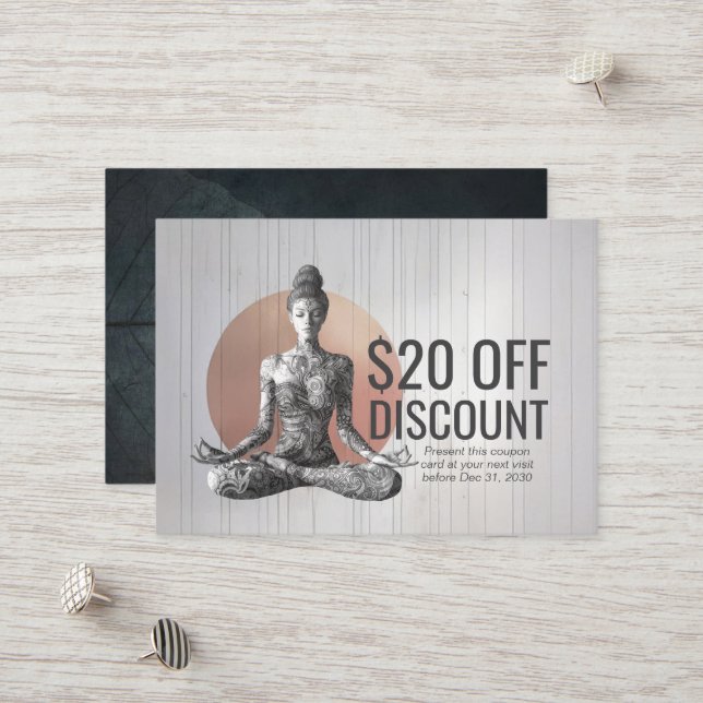 Yoga Meditation Instructor Reiki Master Lotus Pose Discount Card (Front/Back In Situ)