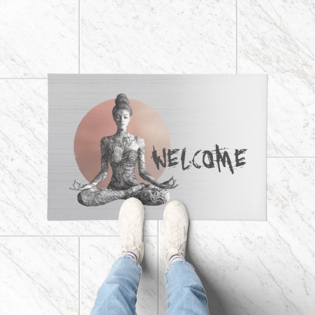 Yoga Meditation Instructor Reiki Master Lotus Pose Doormat (Indoor)