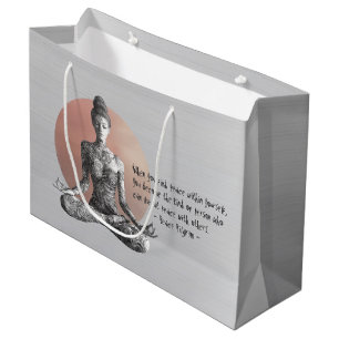 Yoga Meditation Instructor Reiki Master Lotus Pose Large Gift Bag