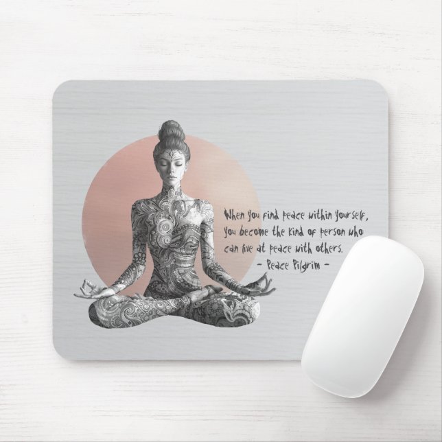 Yoga Meditation Instructor Reiki Master Lotus Pose Mouse Mat (With Mouse)