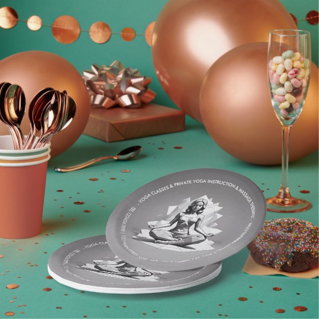 Yoga Meditation Instructor Reiki Master Lotus Pose Paper Plate (Multi)