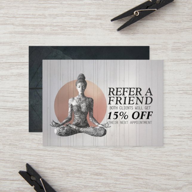 Yoga Meditation Instructor Reiki Master Lotus Pose Referral Card (Front/Back In Situ)