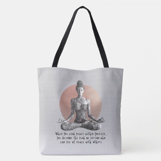 Yoga Meditation Instructor Reiki Master Lotus Pose Tote Bag (Back)
