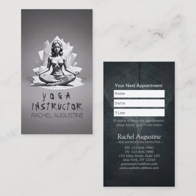 Yoga Meditation Instructor Reiki Master Low Poly Appointment Card (Front/Back)