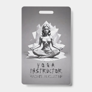 Yoga Meditation Instructor Reiki Master Low Poly ID Badge
