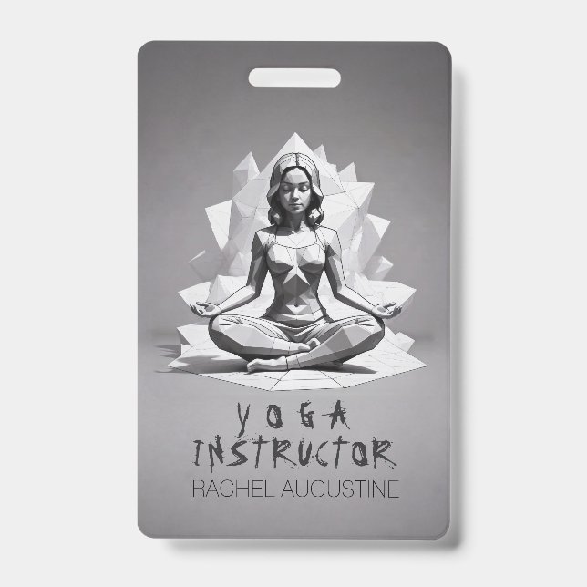 Yoga Meditation Instructor Reiki Master Low Poly ID Badge (Front)